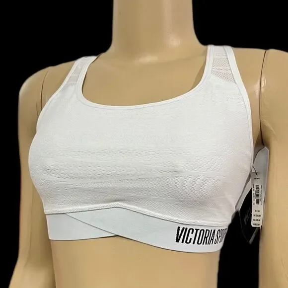 Victorias Secret The Player Unlined Racerback Sport Bra Medium Support bra white - Picture 5 of 7